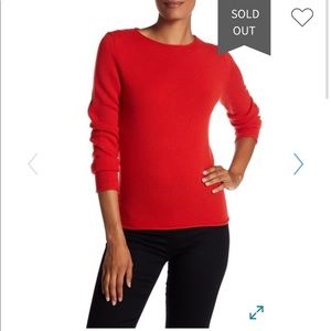 Theory Fantina bright red cashmere crew neck sweater, size small